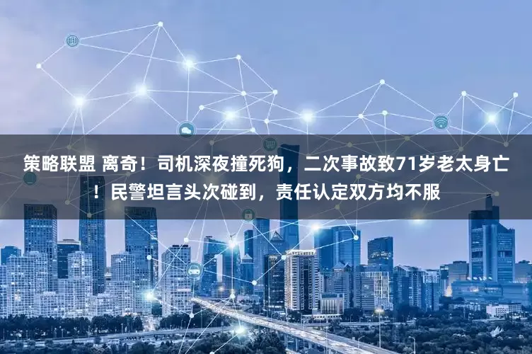策略联盟 离奇！司机深夜撞死狗，二次事故致71岁老太身亡！民警坦言头次碰到，责任认定双方均不服
